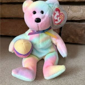 TY Beanie Babies Pastel Tie-Dye Teddy Bear Plush - Multicolor Eggs 2006 Easter